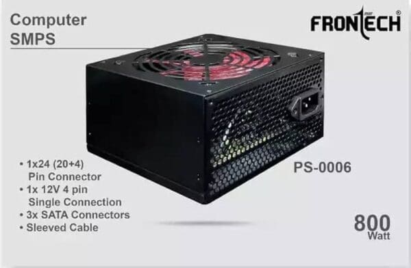 Frontech PS-0006 800 Watts PSU  (Black),With Cable - Image 3