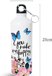 Water bottle printed  or customized your bottle 600 ml (Pack of 1, White, Aluminium)