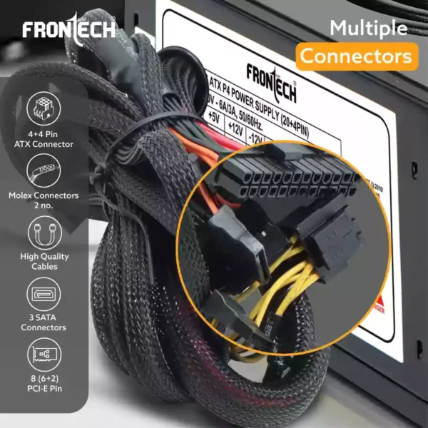 Frontech PS-0006 800 Watts PSU  (Black),With Cable - Image 2