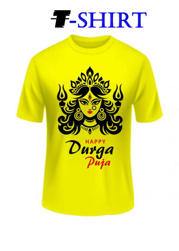 HalfSleeve Men Printed "DURGAPUJO"  Polyester T shirt - Image 2