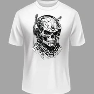 M size SCI FI SKULL White color Polyster Tshirt