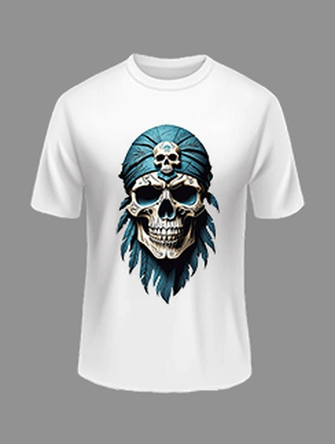 White Skull Printed T-Shirt – Premium polyster | Unisex | Casual Streetwear