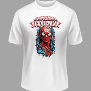 High Quality Spyderman Printed Polyester Tee – White Color | Margramstore-M size