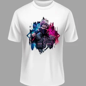 High Quality -Animated Printed Polyester Tshirt – White Color | Margramstore-M size