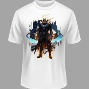 High Quality -Fire Carecter  Printed Polyester Tshirt – White Color | Margramstore-M size