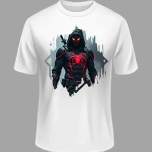 High Quality -Spider Animated Printed Polyester Tshirt – White Color | Margramstore-M size