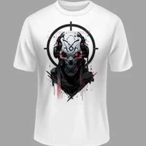 High Quality -Skull Printed Polyester Tshirt – White Color | Margramstore-M size