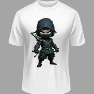 High Quality -Ninja Printed Polyester Tshirt – White Color | Margramstore-M size