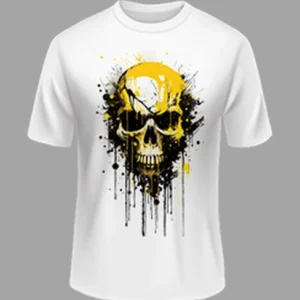 High Quality -Skull Printed Polyester Tshirt – White Color | Margramstore-M size