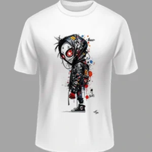 High Quality -Cartoon Printed Polyester Tshirt – White Color | Margramstore-M size