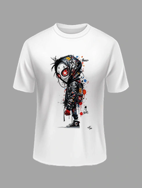 High Quality -Cartoon Printed Polyester Tshirt – White Color | Margramstore-M size