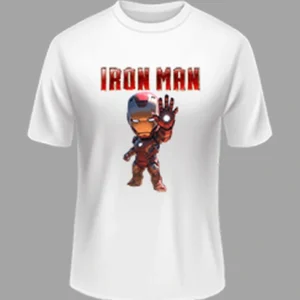High Quality -Iron man Printed Polyester Tshirt – White Color | All Size Available