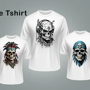 3 Pack tshirt High Quality -skull Printed Polyester Tshirt – White Color | Margramstore-M size