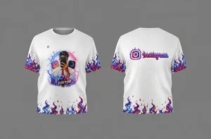 premium graphic printed white t shirt – stylish flame art design (front & back print)